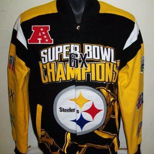 PITTSBURGH STEELERS 6 TIME SUPERBOWL ULTIMATE CHAMPIONSHIP JACKET SMALL MEDIUM